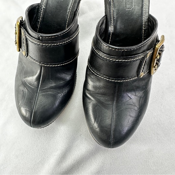 Coach Candace Buckle Mules Clogs Vintage Grunge Y2K Business Black Leather - Picture 5 of 10